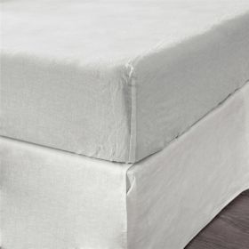 King Fitted Sheet 1 Pc, Bed Sheets King Size, Linen Sheets, Hotel Sheets, Soft White Sheets, Breathable & Fade Resistant King Sheets