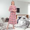 Women's Allover Print Shaggy Fleece Robe Warm Plush Long Bathrobe for Women shawl collar nightgown